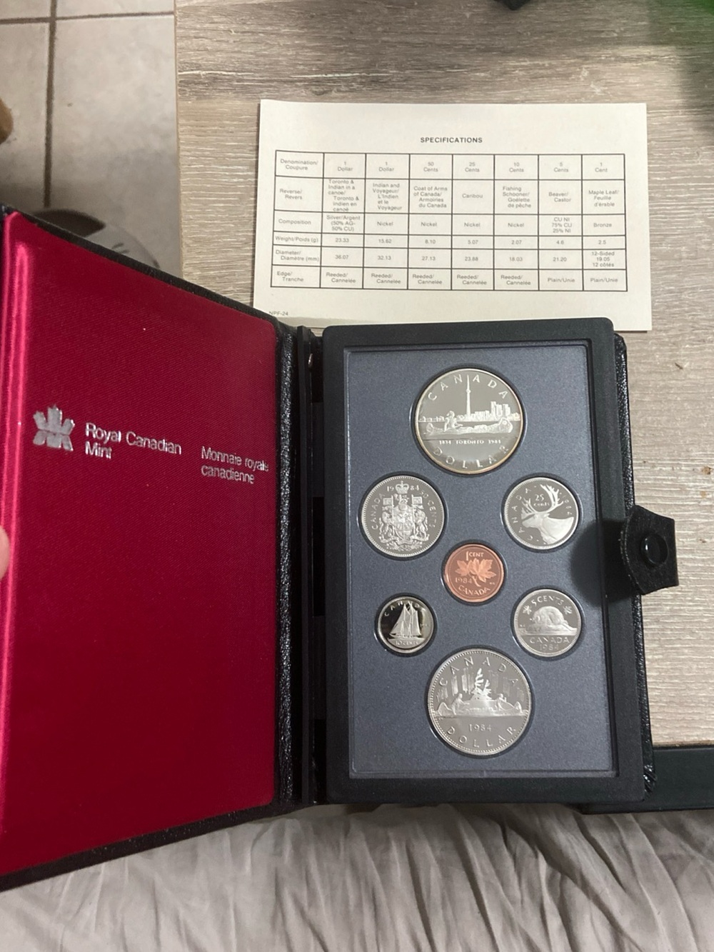1984 Canada Royal Canadian Mint - 7 Coin Double Dollar Proof Set  Case Box & COA